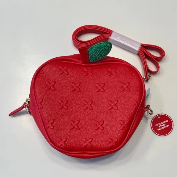 Bath and Body Works Red Apple-Shaped Crossbody Cosmetic Catchall Travel Fun Bag - Picture 1 of 5
